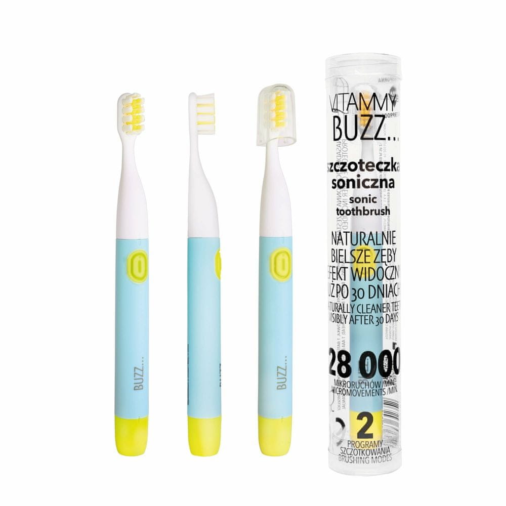 Vitammy BUZZ Sonická zubná kefka s 28 000 mikropohybmi, 2 programy čistenia, mäta/citrón
